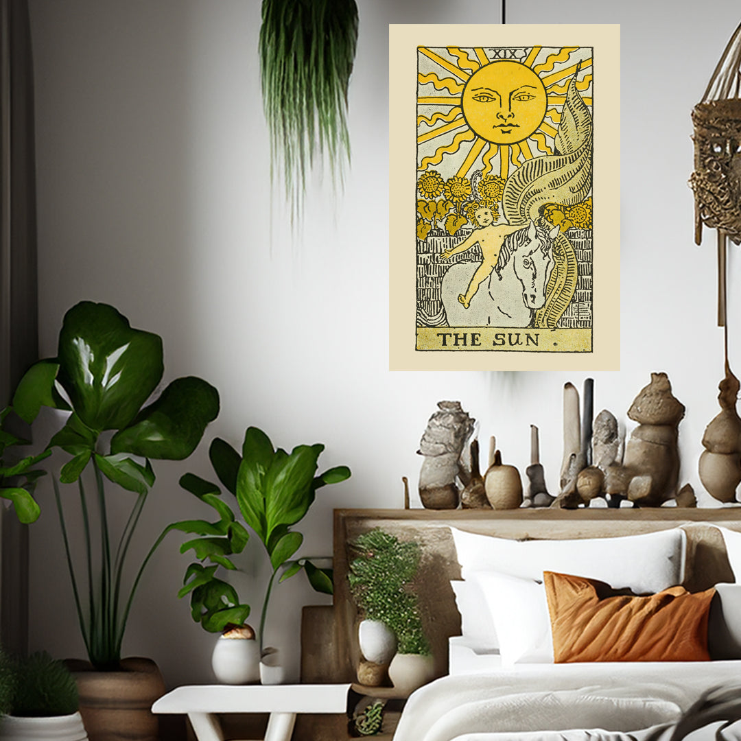 The Sun Number 19 Canvas Print - Tarot Card Art for Home or Office - Apothecary Decor