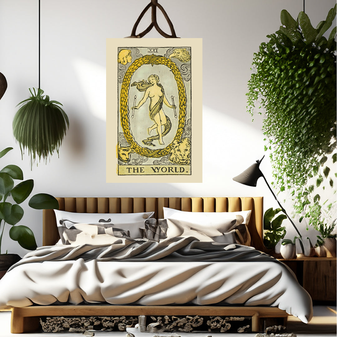 The World Number 21 Canvas Print - Tarot Card Art for Home or Office - Apothecary Decor