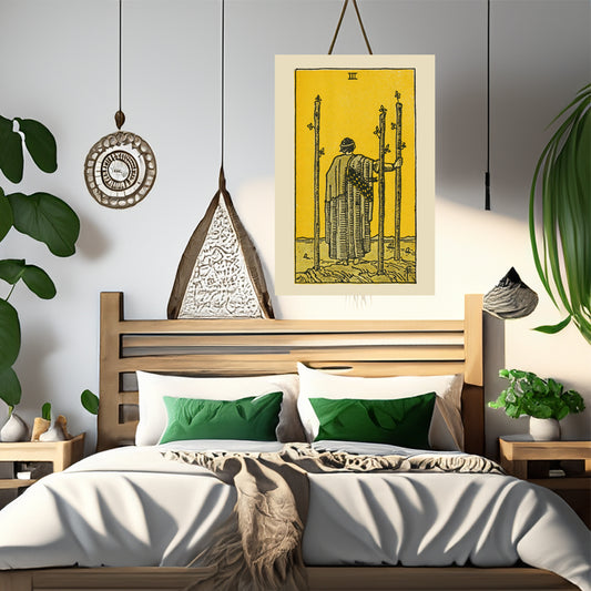 Three Of Wands Canvas Print - Tarot Card Art for Home or Office - Apothecary Decor