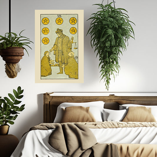 Six Of Pentacles Canvas Print - Tarot Card Art for Home or Office - Apothecary Decor