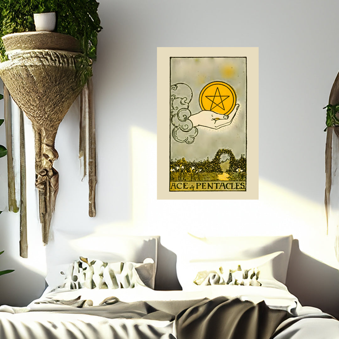 Ace Of Pentacles Canvas Print - Tarot Card Art for Home or Office - Apothecary Decor