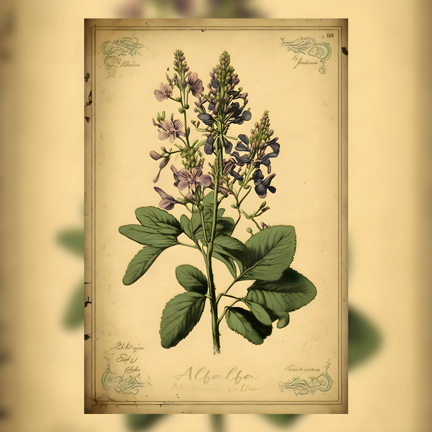 Light Alfalfa Canvas Print - Herbal Art for Home or Office - Apothecary Decor