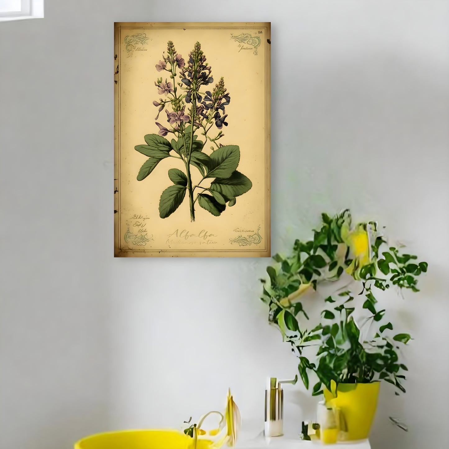 Light Alfalfa Canvas Print - Herbal Art for Home or Office - Apothecary Decor