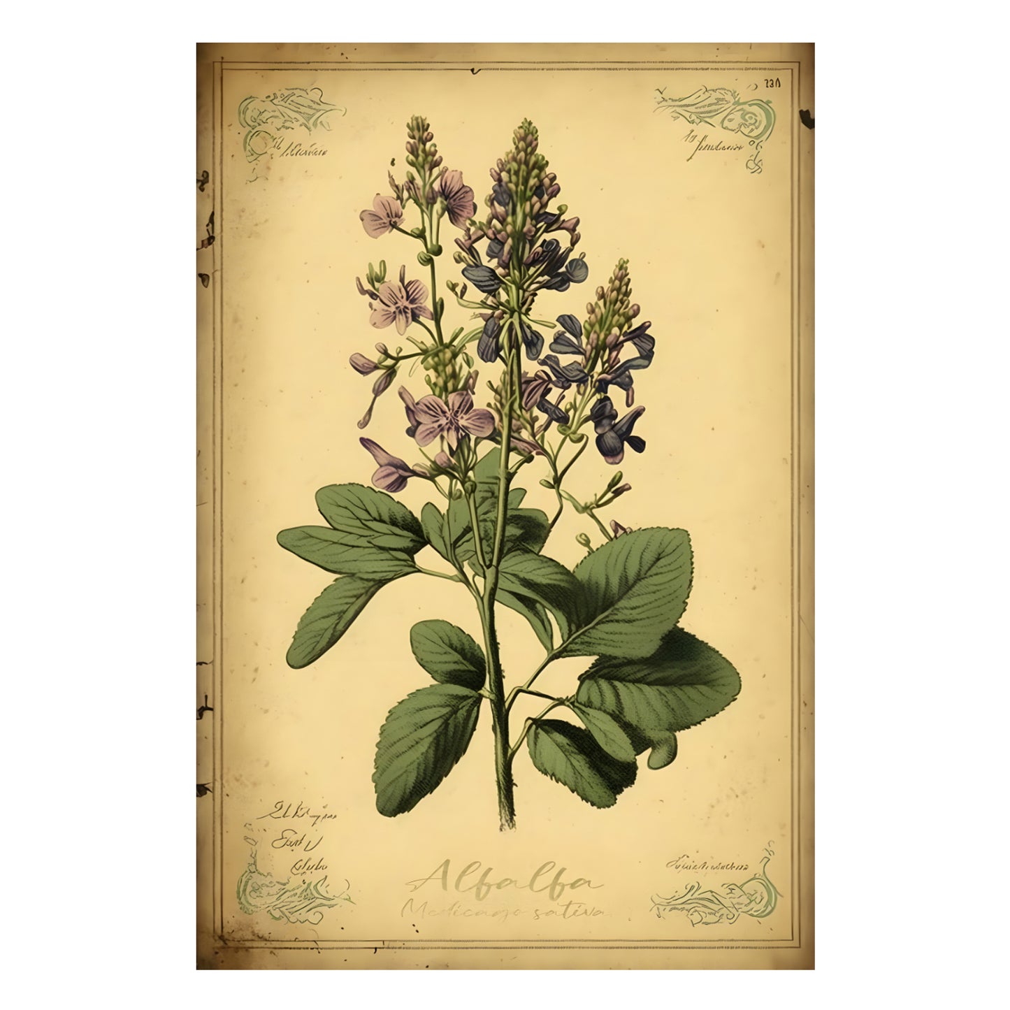 Light Alfalfa Canvas Print - Herbal Art for Home or Office - Apothecary Decor