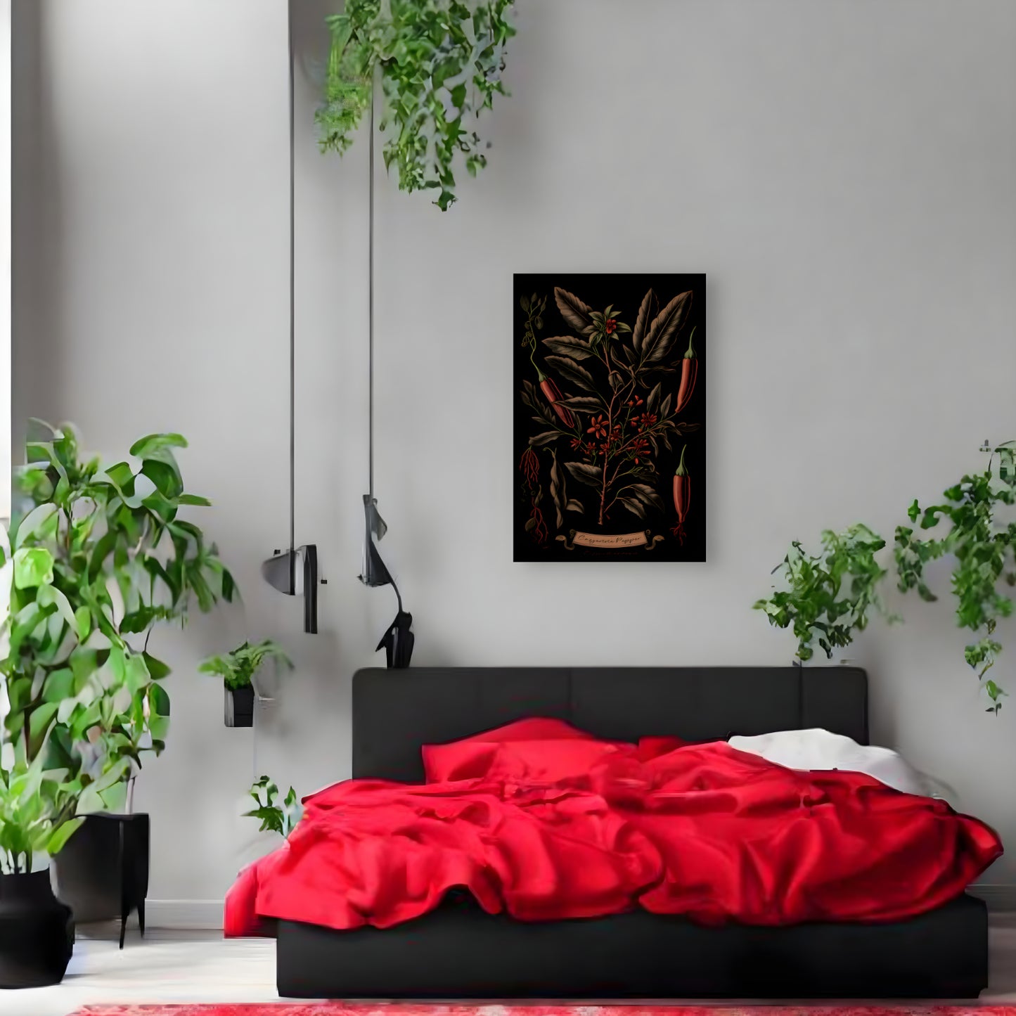 Dark Cayenne Canvas Print - Herbal Art for Home or Office - Apothecary Decor