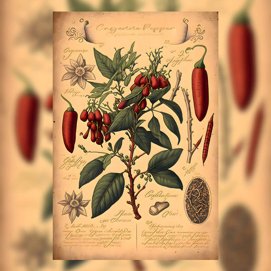 Light Cayenne Canvas Print - Herbal Art for Home or Office - Apothecary Decor