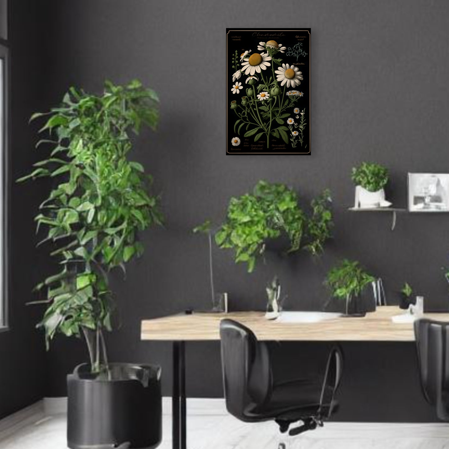 Dark Chamomile Canvas Print - Herbal Art for Home or Office - Apothecary Decor