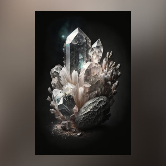 Dark Clear Quartz Canvas Print - Crystal Art for Home or Office - Apothecary Decor