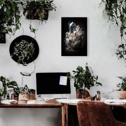Dark Clear Quartz Canvas Print - Crystal Art for Home or Office - Apothecary Decor