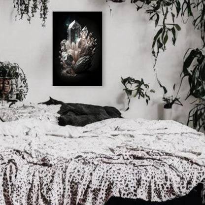 Dark Clear Quartz Canvas Print - Crystal Art for Home or Office - Apothecary Decor