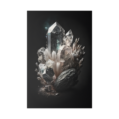 Dark Clear Quartz Canvas Print - Crystal Art for Home or Office - Apothecary Decor