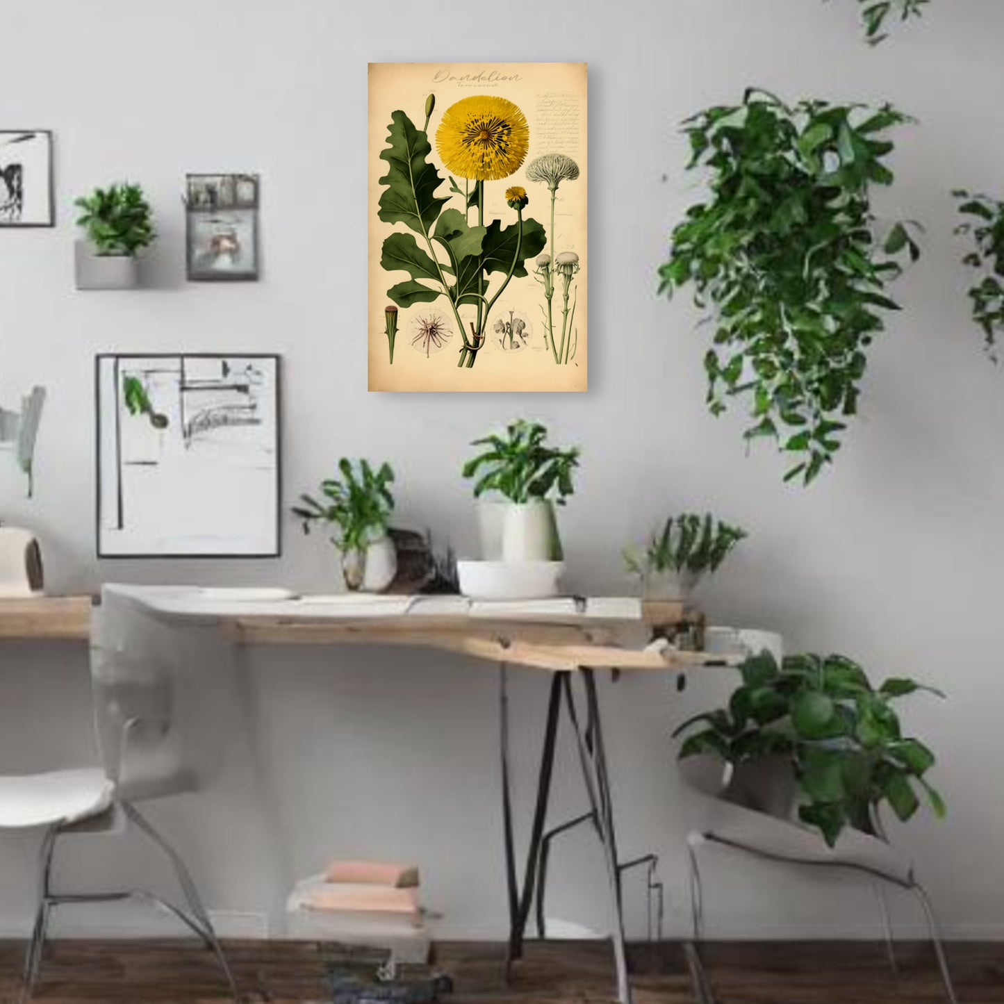 Light Dandelion Canvas Print - Herbal Art for Home or Office - Apothecary Decor