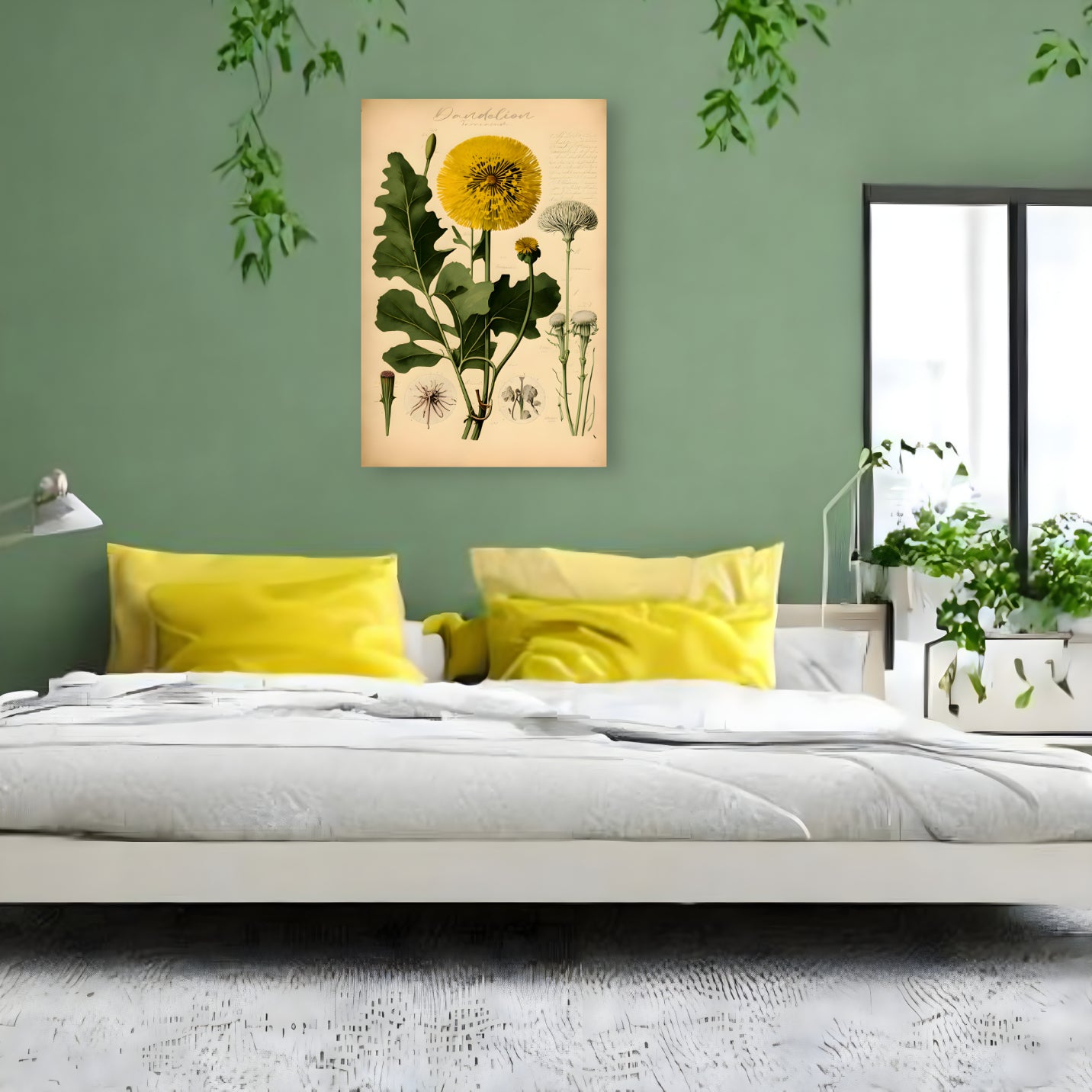 Light Dandelion Canvas Print - Herbal Art for Home or Office - Apothecary Decor