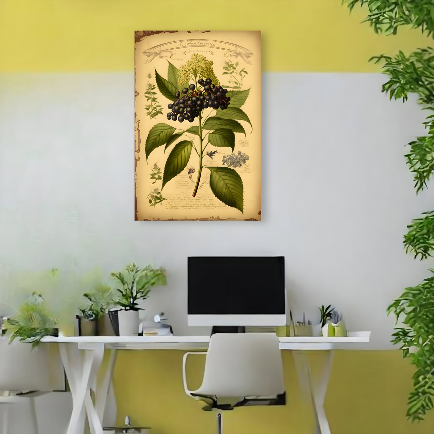 Light Elderberry Canvas Print - Herbal Art for Home or Office - Apothecary Decor