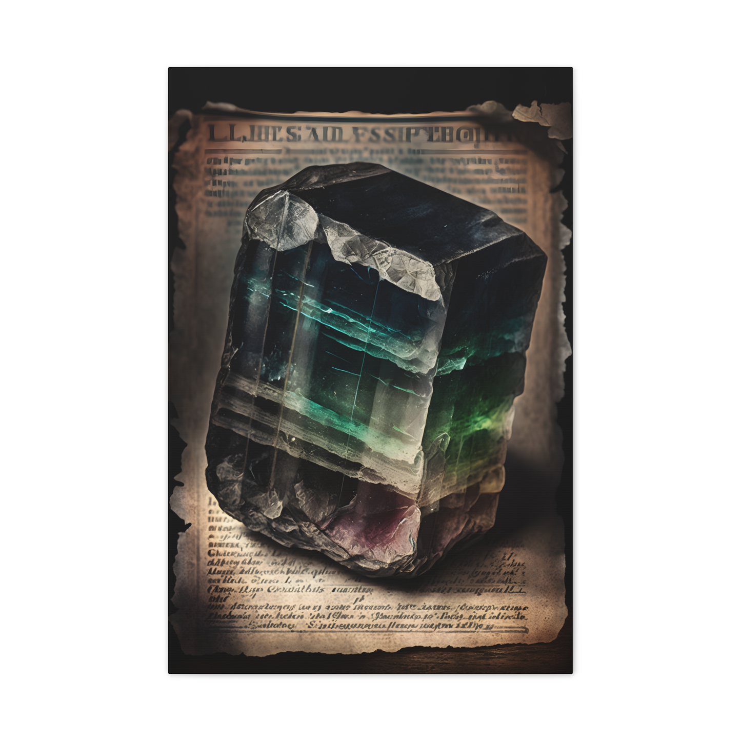 Dark Fluorite Canvas Print - Crystal Art for Home or Office - Apothecary Decor