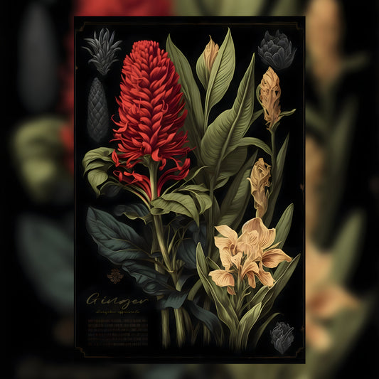 Dark Ginger Canvas Print - Herbal Art for Home or Office - Apothecary Decor