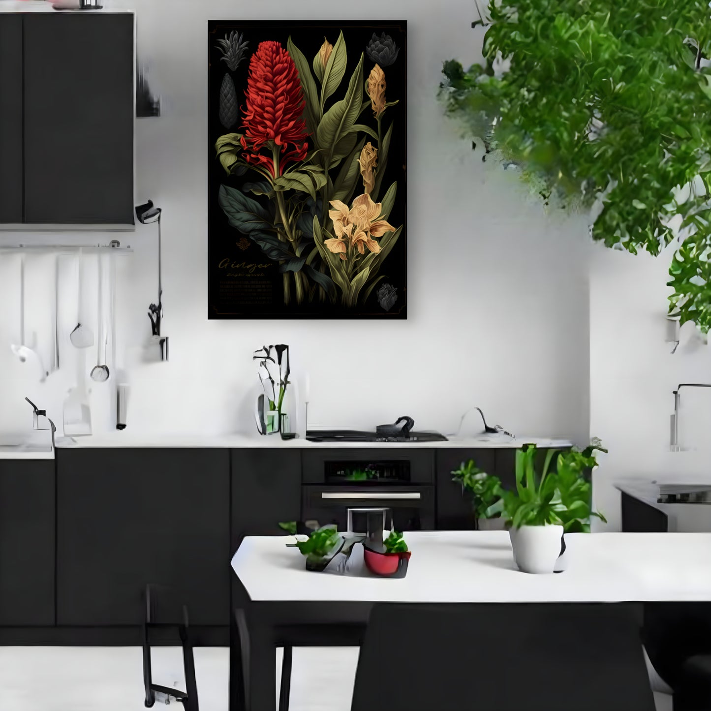 Dark Ginger Canvas Print - Herbal Art for Home or Office - Apothecary Decor