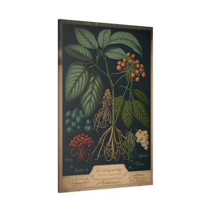 Dark Ginseng Canvas Print - Herbal Art for Home or Office - Apothecary Decor