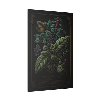 Dark Holy Basil Canvas Print - Herbal Art for Home or Office - Apothecary Decor