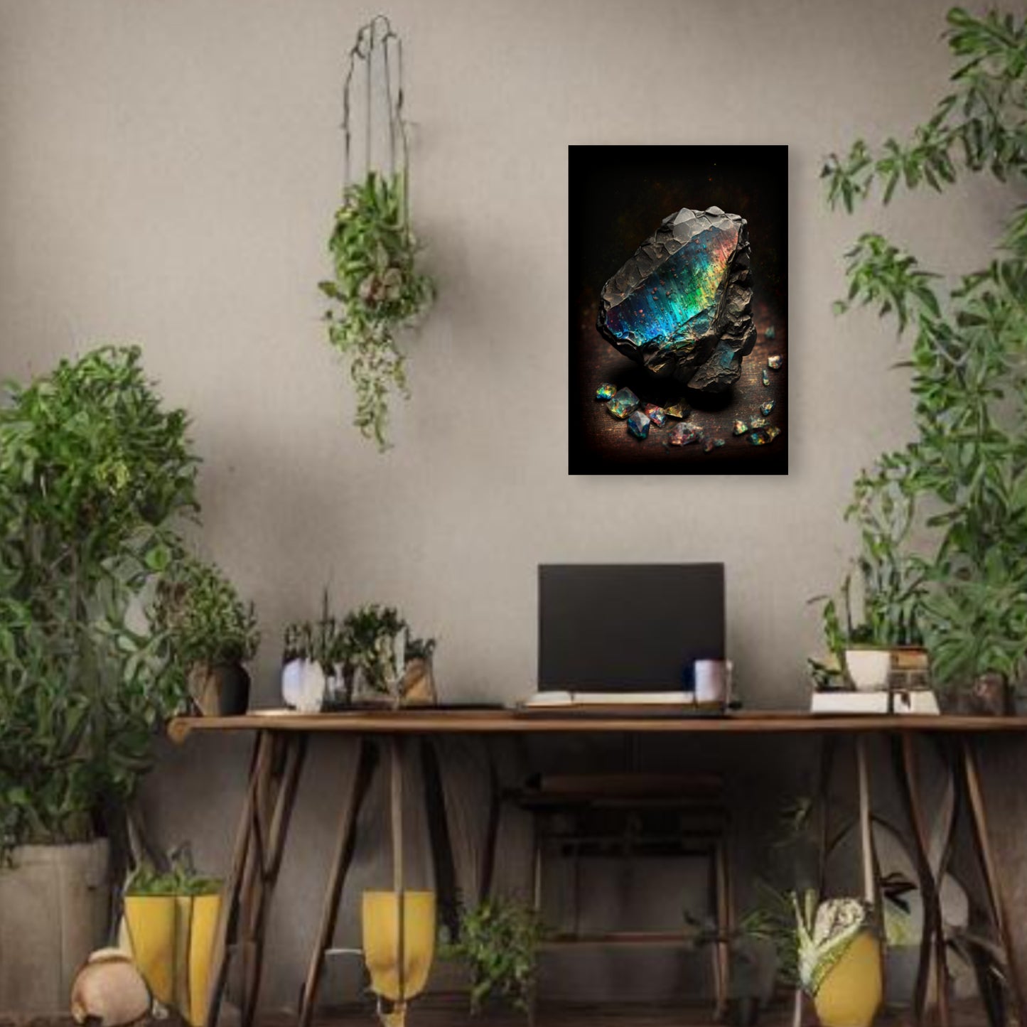 Dark Labradorite Canvas Print - Crystal Art for Home or Office - Apothecary Decor