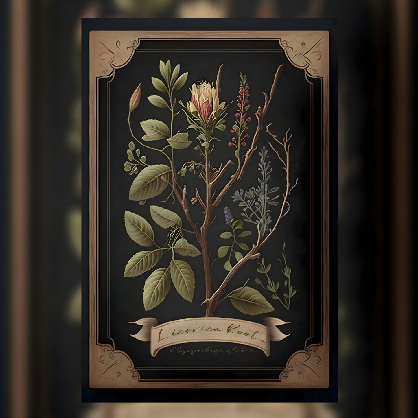 Dark Licorice Root Canvas Print - Herbal Art for Home or Office - Apothecary Decor