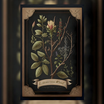 Dark Licorice Root Canvas Print - Herbal Art for Home or Office - Apothecary Decor