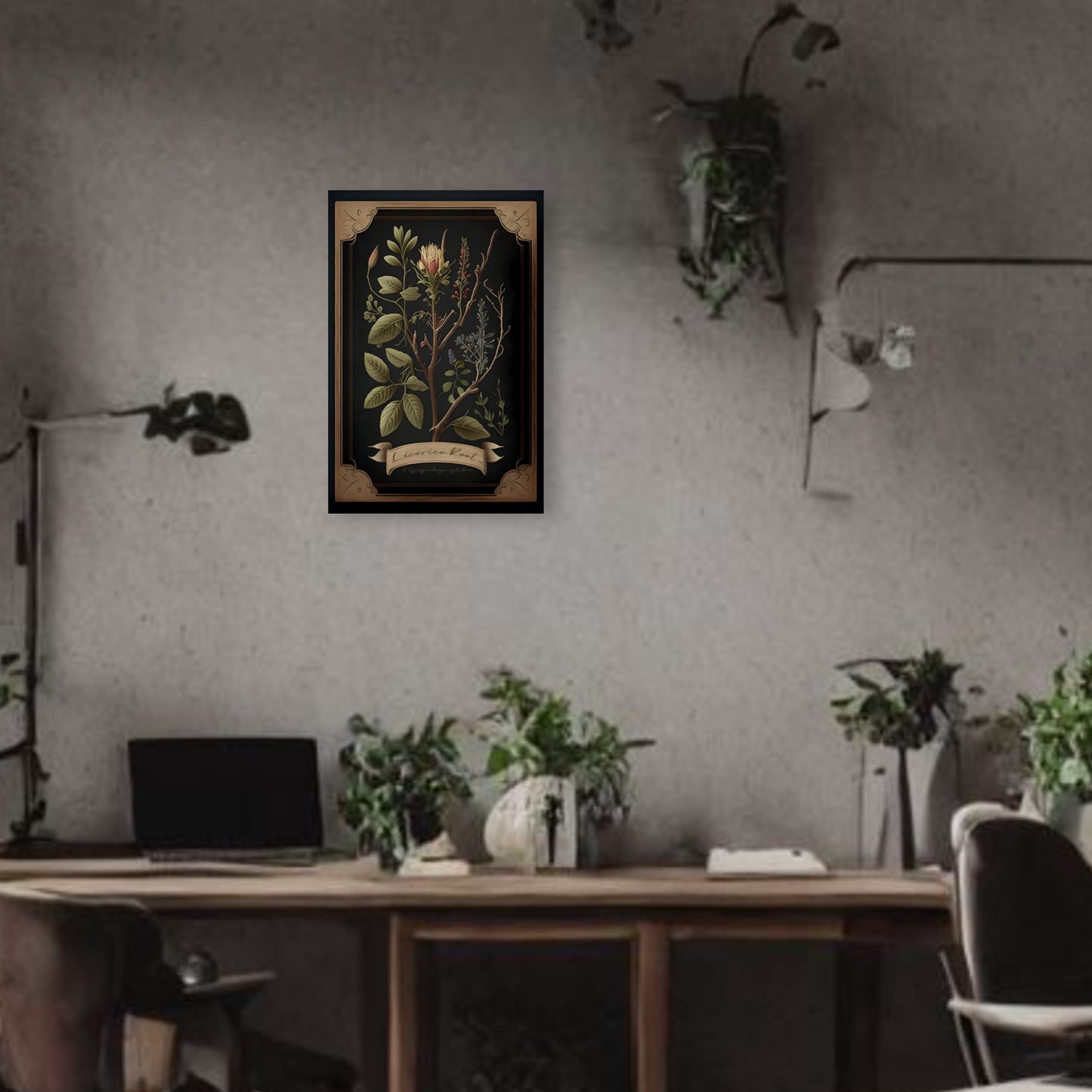 Dark Licorice Root Canvas Print - Herbal Art for Home or Office - Apothecary Decor