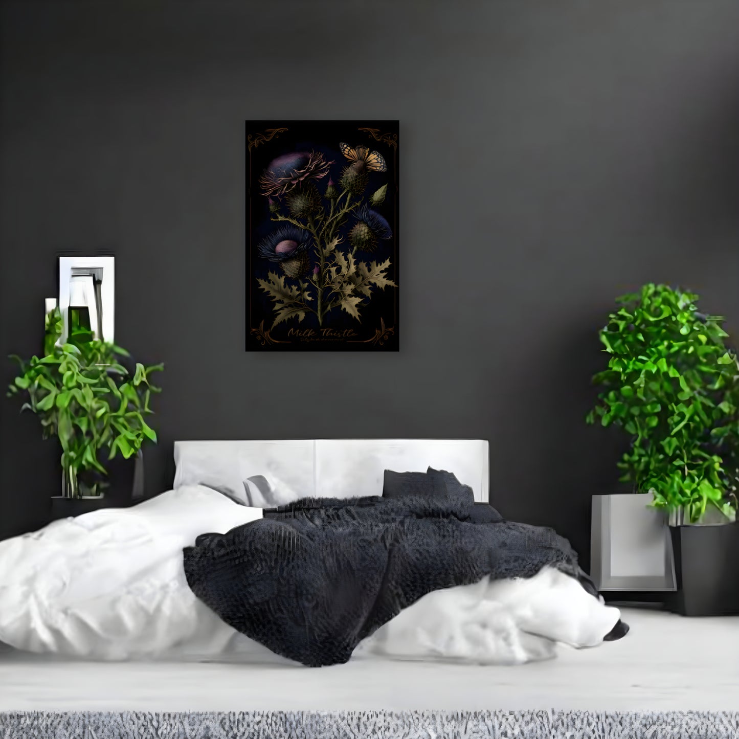Dark Milk Thistle Canvas Print - Herbal Art for Home or Office - Apothecary Decor