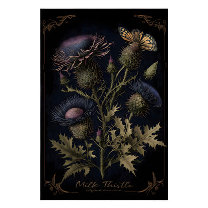 Dark Milk Thistle Canvas Print - Herbal Art for Home or Office - Apothecary Decor