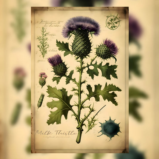 Light Milk Thistle Canvas Print - Herbal Art for Home or Office - Apothecary Decor