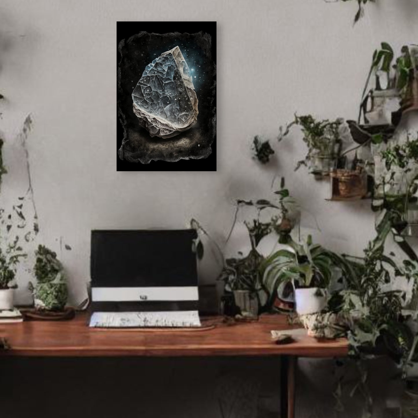 Dark Moonstone Canvas Print - Crystal Art for Home or Office - Apothecary Decor