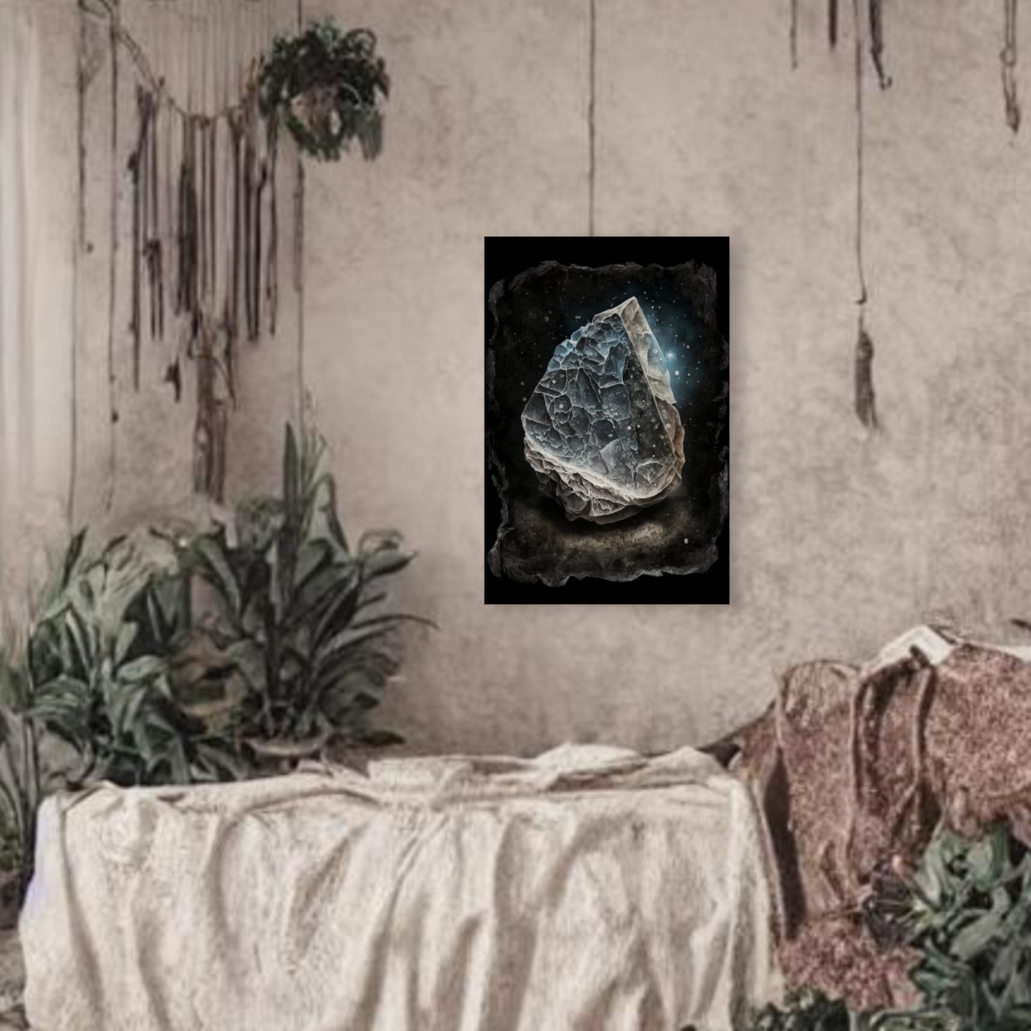 Dark Moonstone Canvas Print - Crystal Art for Home or Office - Apothecary Decor