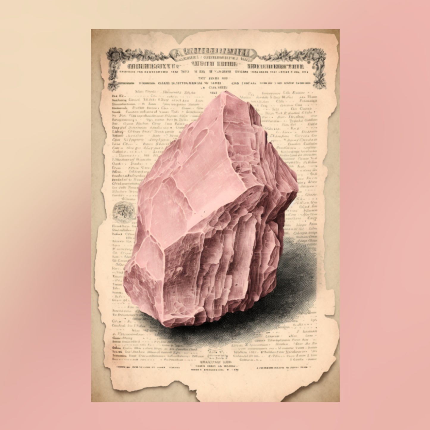 Light Rose Quartz Canvas Print - Crystal Art for Home or Office - Apothecary Decor