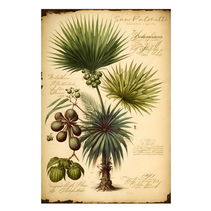 Light Saw Palmetto Canvas Print - Herbal Art for Home or Office - Apothecary Decor