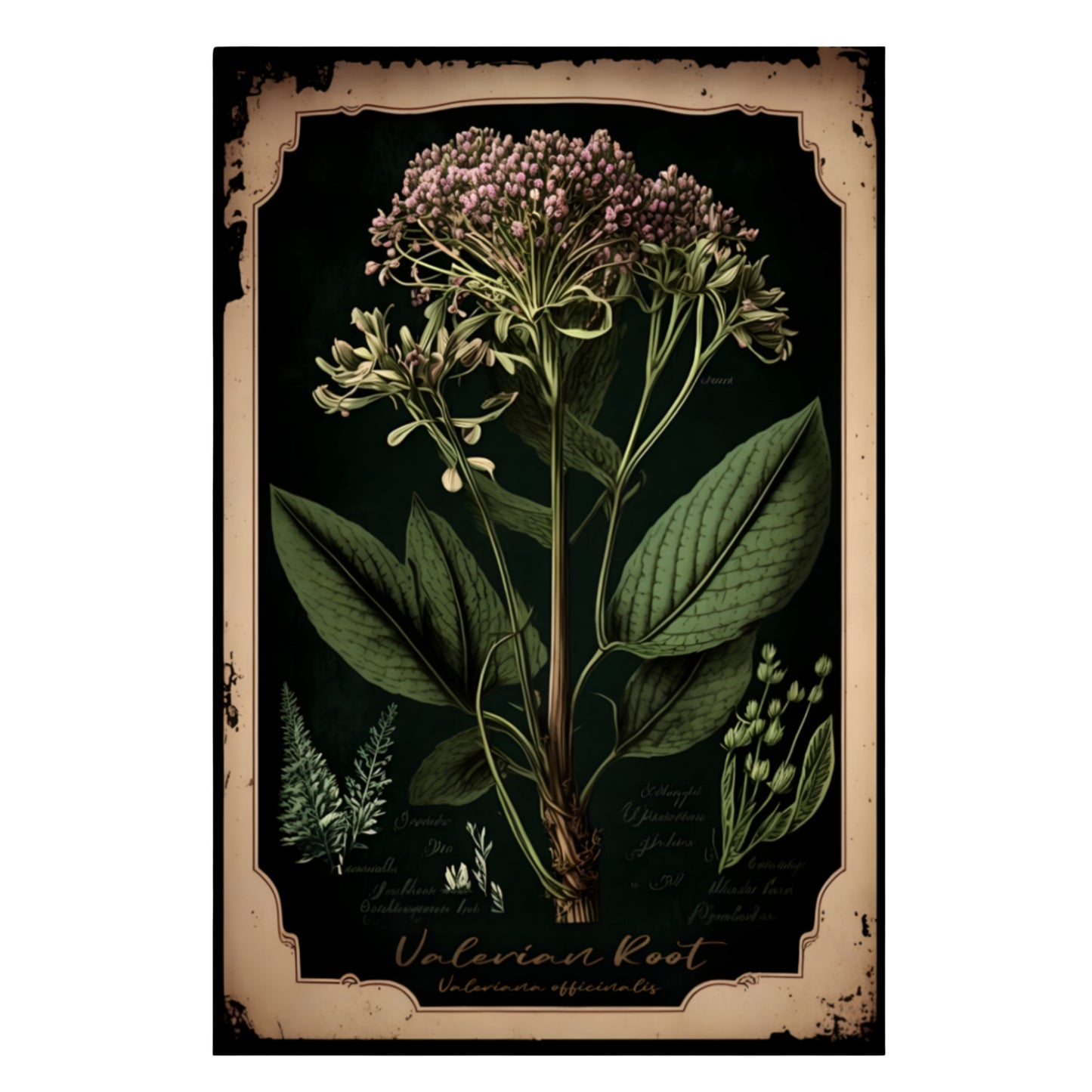 Dark Valerian Root Canvas Print - Herbal Art for Home or Office - Apothecary Decor