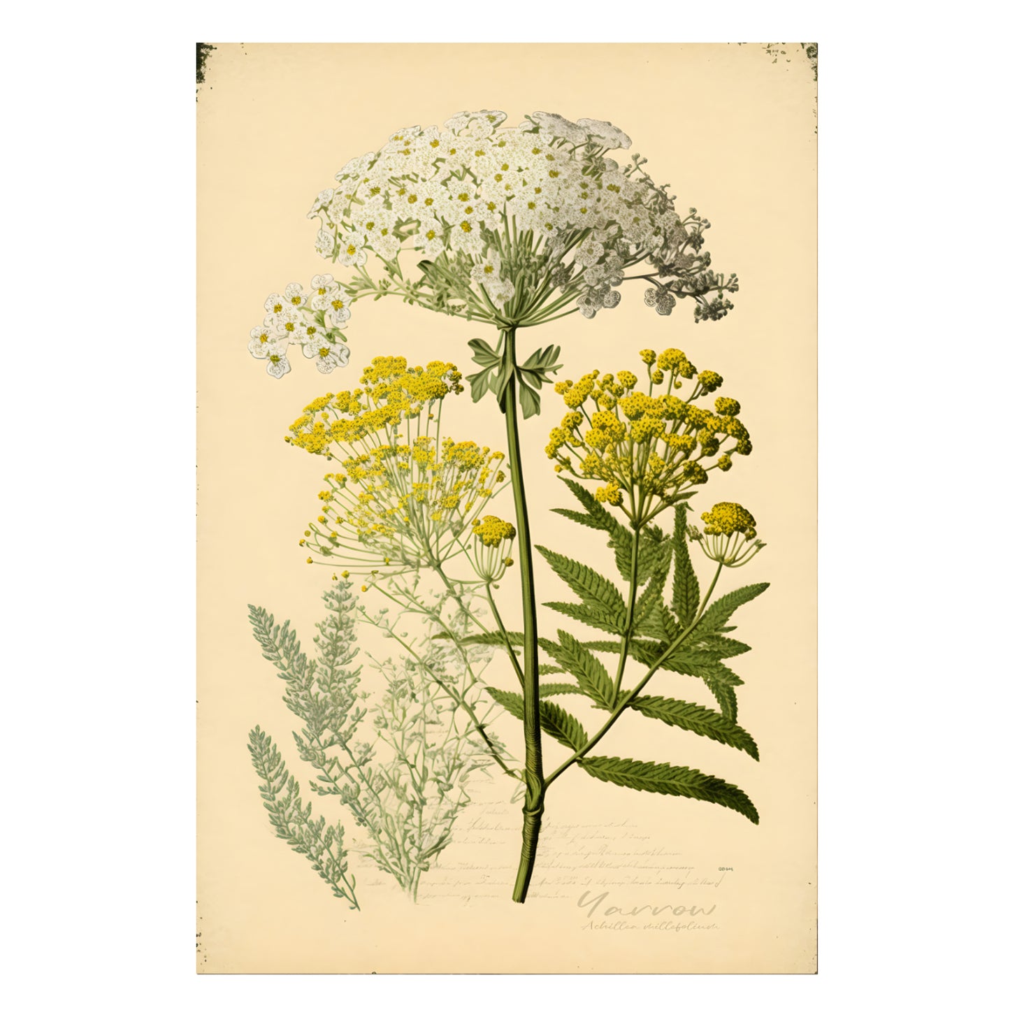 Light Yarrow Canvas Print - Herbal Art for Home or Office - Apothecary Decor