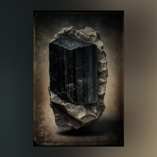 Dark Black Tourmaline Canvas Print - Crystal Art for Home or Office - Apothecary Decor
